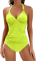 🥰Udanych wakacji - 👙Seksowny damski strój kąpielowy halterneck z marszczeniami