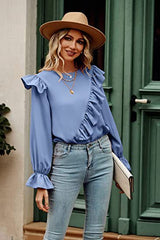 🍹Elegant shirt long sleeve keyhole top for women
