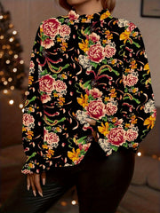 Elegancki, wygodny top w kwiaty z długim rękawem i dzwonkowatymi rękawami