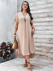 Sukienka swobodna z dekoltem w serek w dużym rozmiarze