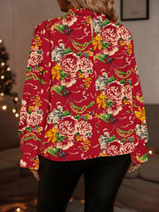 Elegancki, wygodny top w kwiaty z długim rękawem i dzwonkowatymi rękawami