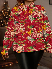 Elegancki, wygodny top w kwiaty z długim rękawem i dzwonkowatymi rękawami