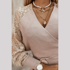 👗Koronkowa sukienka z dzianiny i elegancka wełniana spódnica