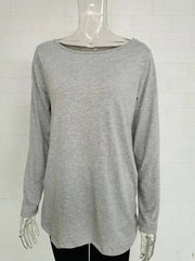 👚 Damski t-shirt z bawełnianym pulowerem i okrągłym dekoltem