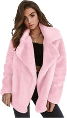 MBLESSEDTO Damski płaszcz zimowy, seksowny plusz z klapami, slim fit.