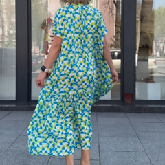 Luźna sukienka koszulowa damska z nadrukiem geometrycznym