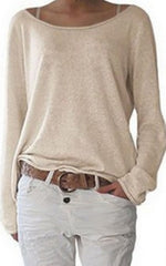 👚 Damski t-shirt z bawełnianym pulowerem i okrągłym dekoltem