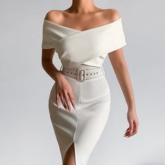 👒👠👛 Spódnica z odkrytymi ramionami i paskiem