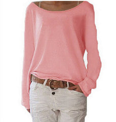 👚 Damski t-shirt z bawełnianym pulowerem i okrągłym dekoltem