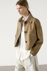 Kurtka z dwoiny zamszowej, z kieszenią