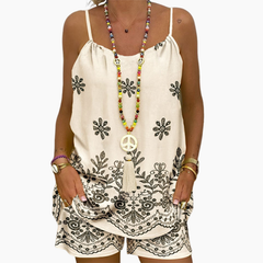 Damski zestaw z koszulą i spodenkami na ramiączkach typu spaghetti