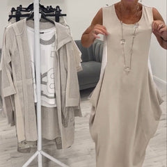 Prosta sukienka bez rękawów z kieszeniami