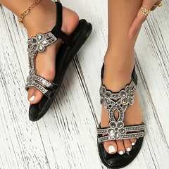 🔥 Last Day Promocja 50% zniżki -Women's Bling Rhinestone Boho Style Flat Sandals
