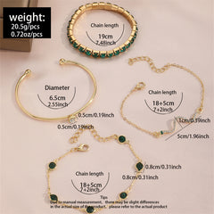 4 sztuk/zestaw modna bransoletka z kamieni szlachetnych Rhinestone w całości z metalu