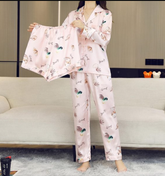 Damska piżama składająca się z 3 części i długich spodni z długim rękawem