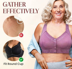 2024 Nowy, rozciągliwy, oddychający biustonosz zapinany z przodu dla seniorów