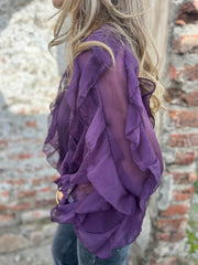 Elegancka mrugnięcie dramatyczna bluzka z rękawem