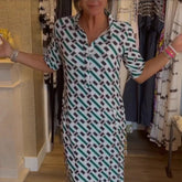 Sukienka koszulowa z krótkim rękawem z geometrycznym wzorem