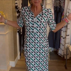 Sukienka koszulowa z krótkim rękawem z geometrycznym wzorem