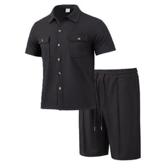 Koszula męska z krótkim rękawem i spodenki 2-częściowy komplet