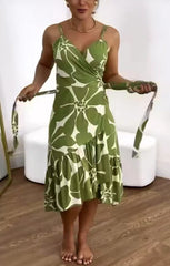 Kolorowy geometryczny krawat geometryczny talia rufowa sukienka