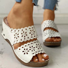 Haftowane skórzane sandały ortopedyczne