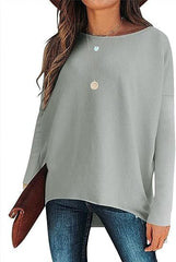 Damski sweter z dzianiny o nieregularnym, oversize'owym rękawie typu Dolman