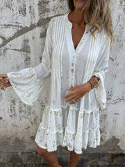 Gorąca sprzedaż 🔥 Wygodna, rozciągliwa sukienka z nadrukiem i dekoltem w kształcie litery V