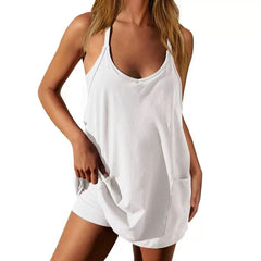 🔥 Środkowy dzień 🎁 Bez rękawów letnia sukienka z szortami z szortami