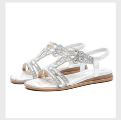 🔥 Last Day Promocja 50% zniżki -Women's Bling Rhinestone Boho Style Flat Sandals
