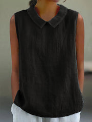 Damska swobodna kamizelka z bawełny i lnu