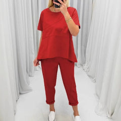 Solidne damskie topy z krótkimi rękawami & Pole dwuczęściowe