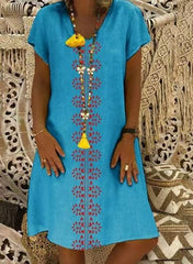 Bawełniana sukienka z dekoltem w szpic