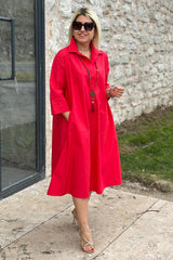 Damska sukienka z golfem i bawełny z podwójnymi kieszeniami, na co dzień