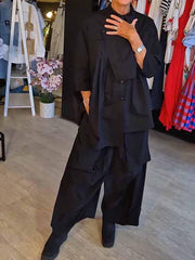 Damski dwuczęściowy garnitur z klapami w jednolitym kolorze