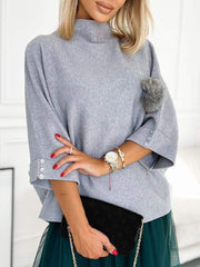 Damski sweter z golfem i długimi rękawami, wykonany z dzianiny