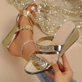 Sandały imprezowe z kryształkami