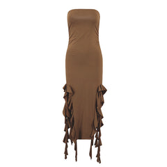 Sukienka midi z odkrytymi ramionami