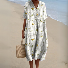 Lora - Kolorowa Letnia Sukienka w Kwiaty