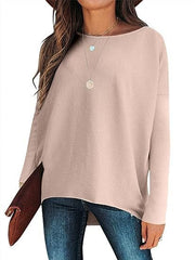 Damski sweter z dzianiny o nieregularnym, oversize'owym rękawie typu Dolman