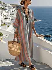 Sukienka damska w kontrastowe paski