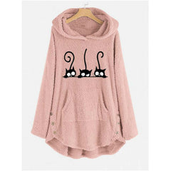 Ciepła, dwustronna, haftowana bluza polarowa z kapturem