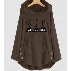 Ciepła, dwustronna, haftowana bluza polarowa z kapturem