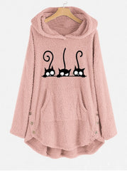 Ciepła, dwustronna, haftowana bluza polarowa z kapturem