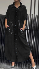 Damska sukienka z krótkim rękawem i klapami z nadrukiem