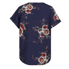 Damska koszulka z krótkim rękawem i dekoltem w kształcie litery V, z nadrukiem, plus size