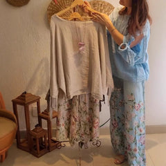 ⏳ Ograniczona czasowo zniżka 45%! 💥Luźna bluzka damska i szerokie spodnie z kwiatowym nadrukiem