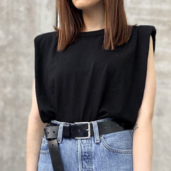 Damska koszulka bez rękawów z dzianiny