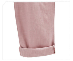 Plus Size Jednokolorowe, luźne, przycięte spodnie z elastyczną talią