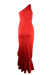 Eleganckie suknie wieczorowe z solidną falbanką i rozcięciem na jedno ramię (8 kolorów)